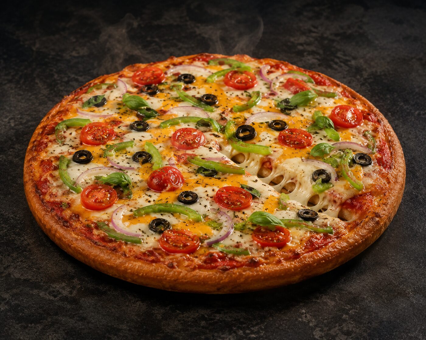10-inch pure vegetarian pan pizza with paneer, vegetables, molten cheese and golden buttery crust